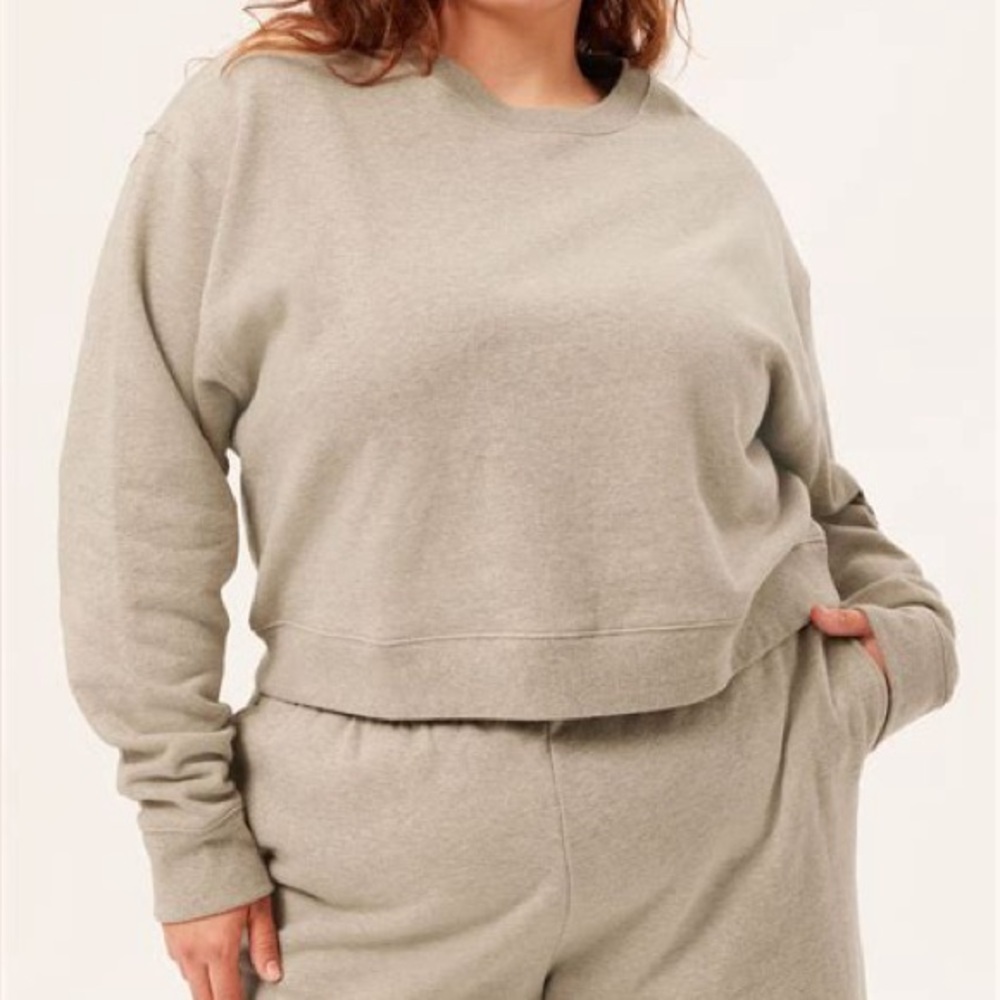 Girlfriend collective Porcini Heather 50/50 Cropped Sweatshirt